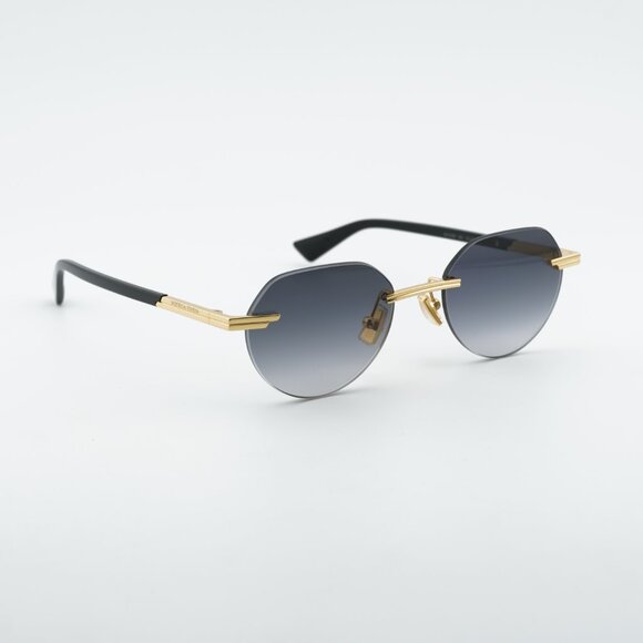 Bottega Veneta BV1379S 001 Sunglasses Shiny Gold Square Frame, Grey Lenses main image 8